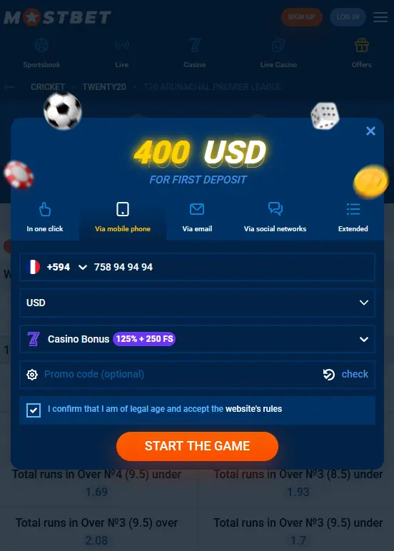 Creating an account in the Mostbet mobile app on iOS