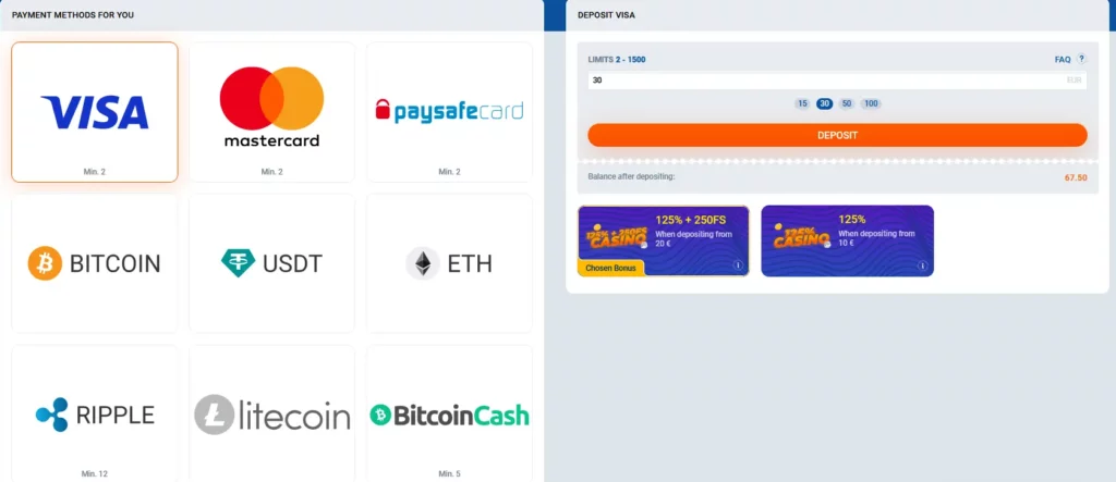 Deposit at Mostbet