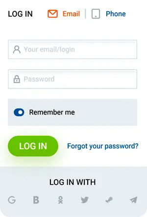 Log in Mostbet
