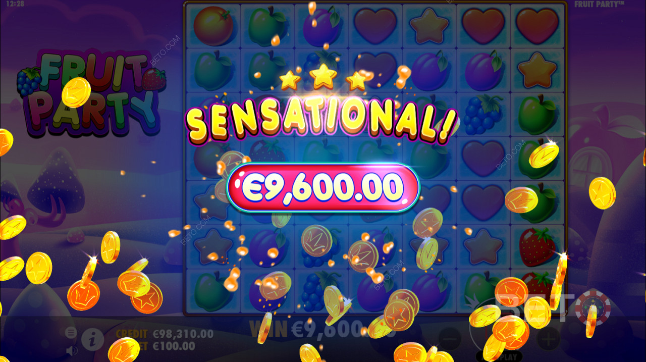 High payouts and winning clusters in Fruit Party slot