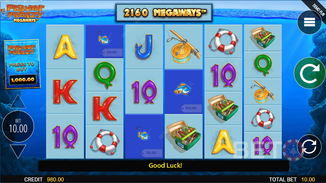RTP in Fishin' Frenzy Megaways is 96.10 percent