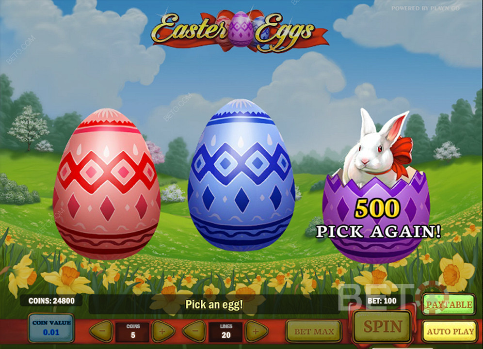 Easter Eggs slot bonus features with multipliers