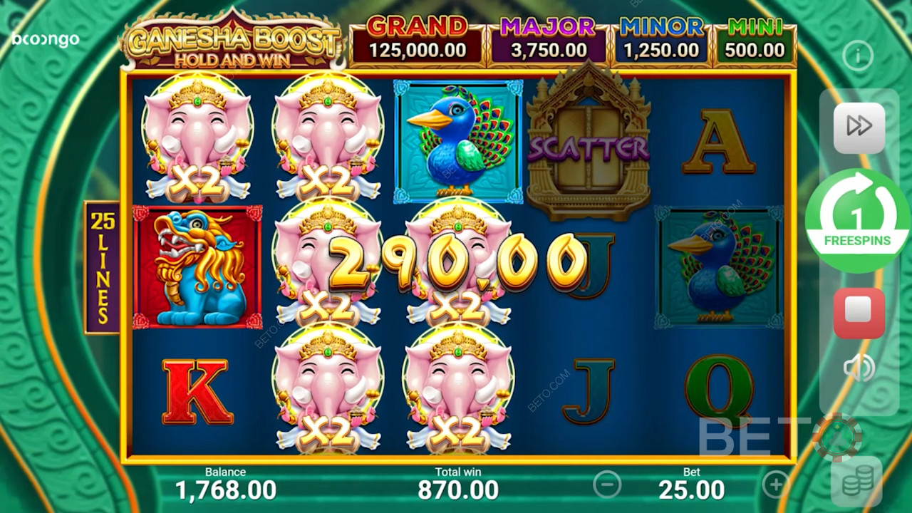 Wild X2 and big wins in free spins feature