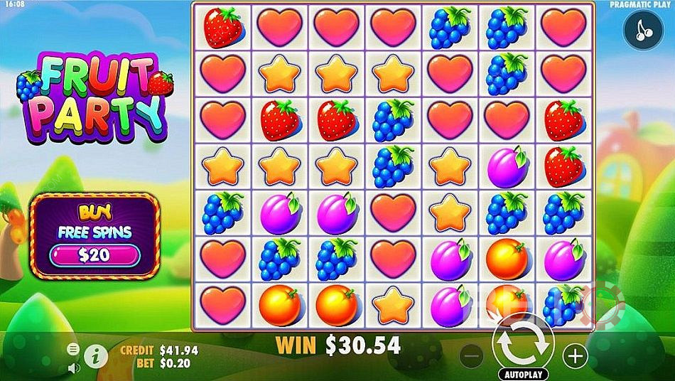 Minimalist design and user interface in Fruit Party slot