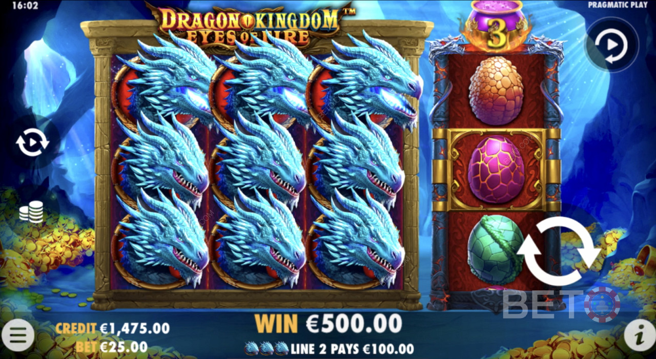 Big win in Dragon Kingdom: Eyes of Fire slot game