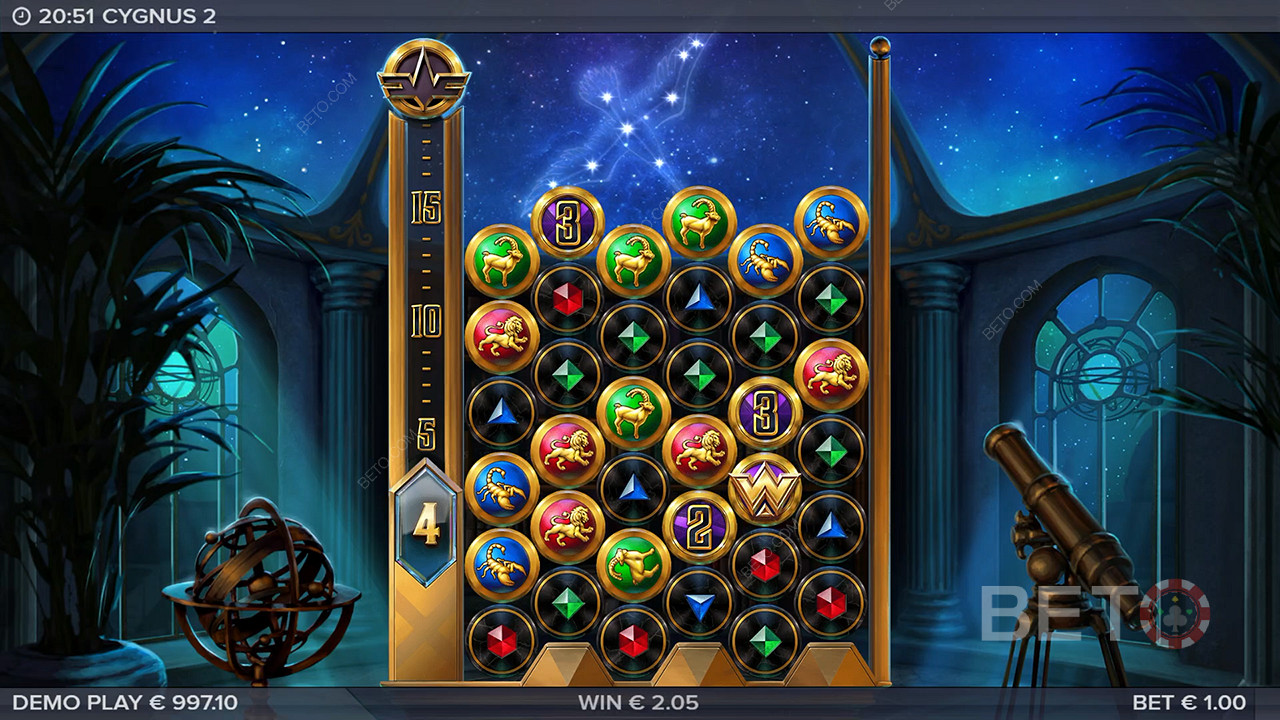 Multipliers will reward you well in the Cygnus 2 slot machine