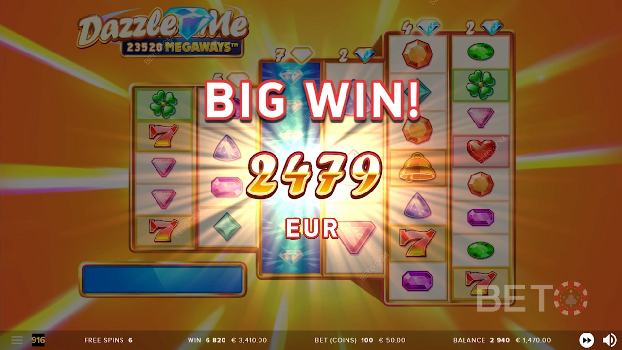 Payouts in Dazzle Me Megaways slot
