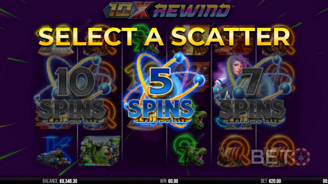Scatter special symbols in 10x Rewind slot