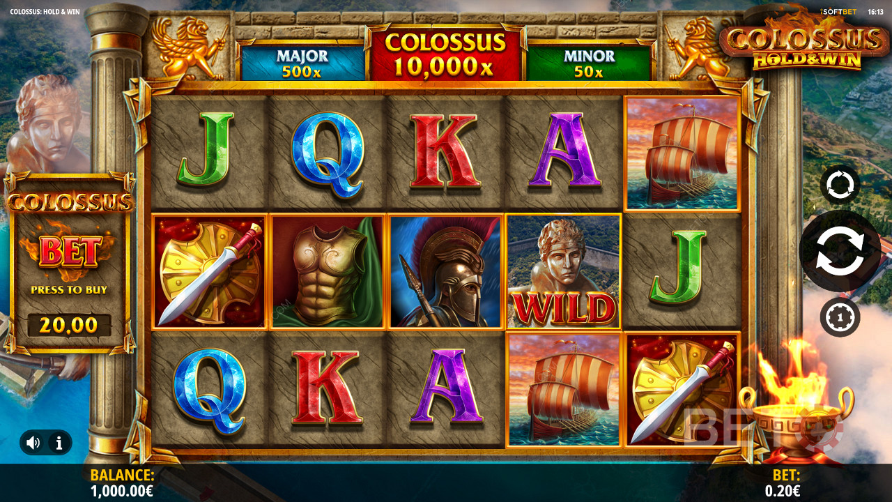Chase jackpots reaching 10,000x your stake in the Colossus: Hold and Win slot