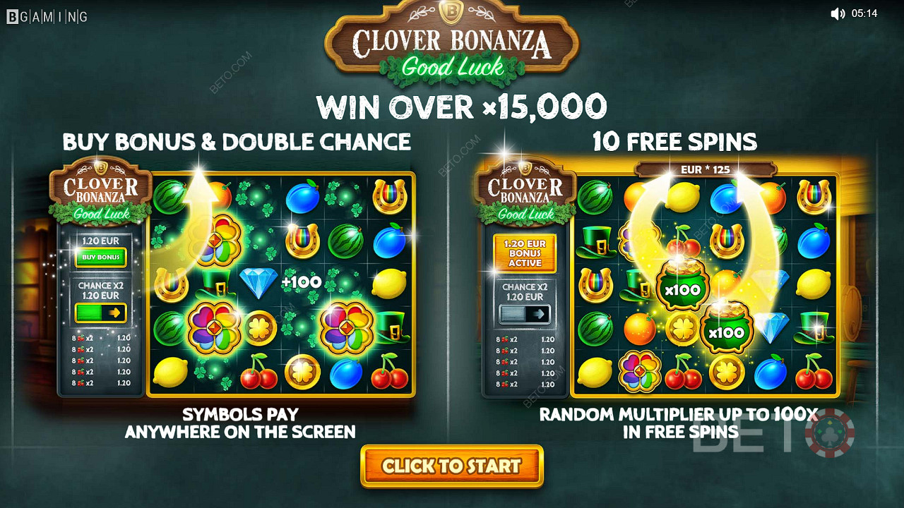 Enjoy Buy Bonus, Double Chance, and Free Spins features in Clover Bonanza slot
