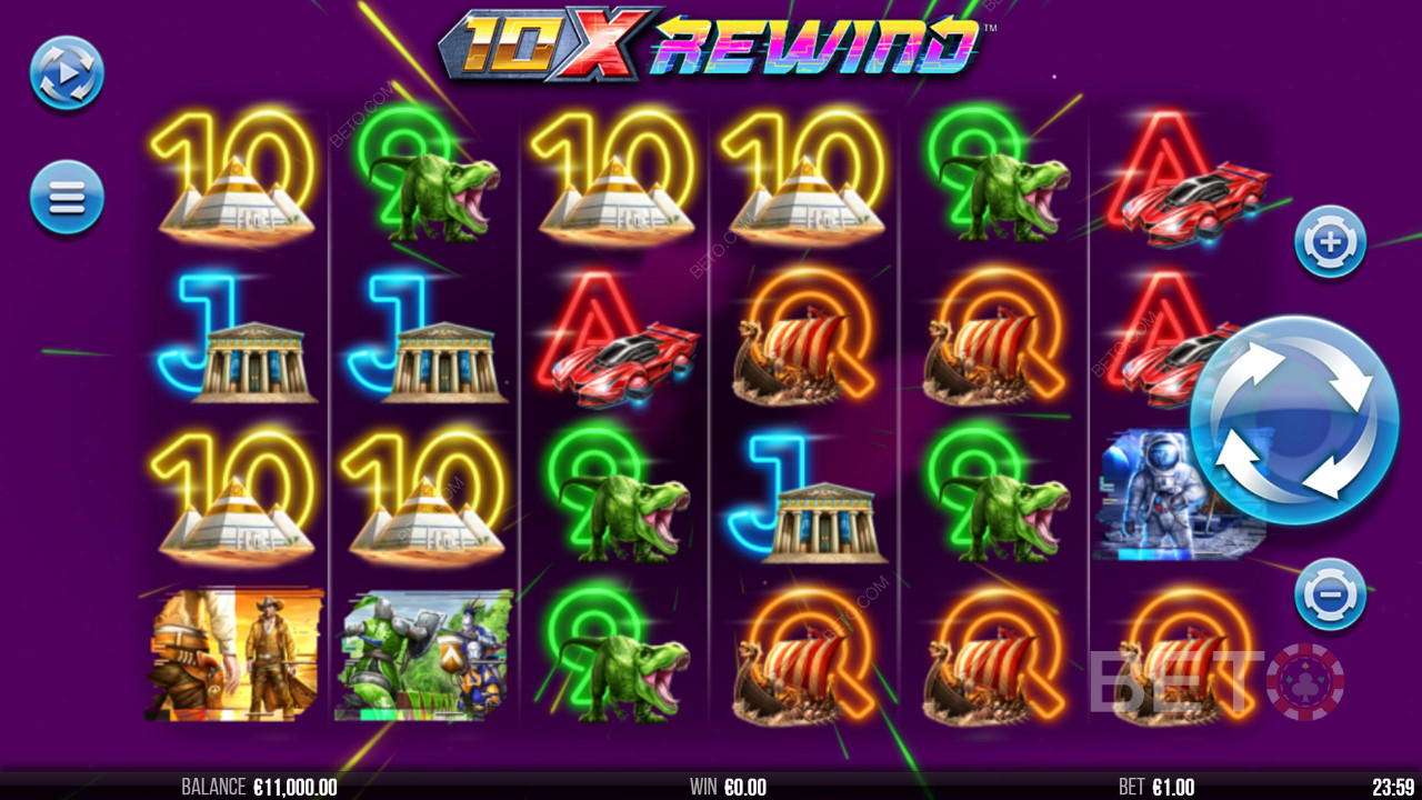 Enticing neon visual effects in 10x Rewind game