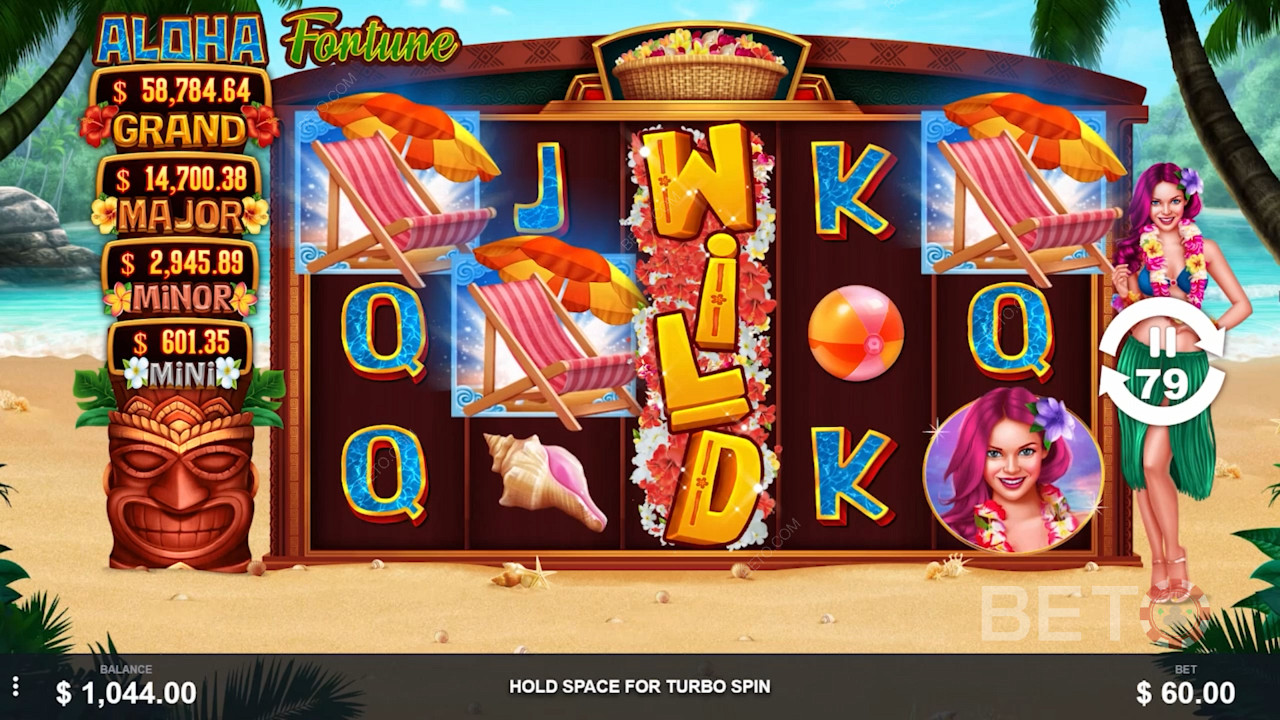 Beach background of Aloha Fortune slot