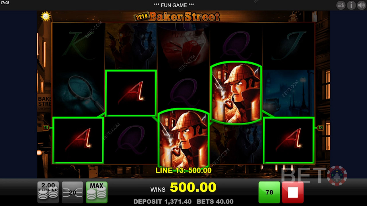 Bonus spins feature in 221B Baker Street slot
