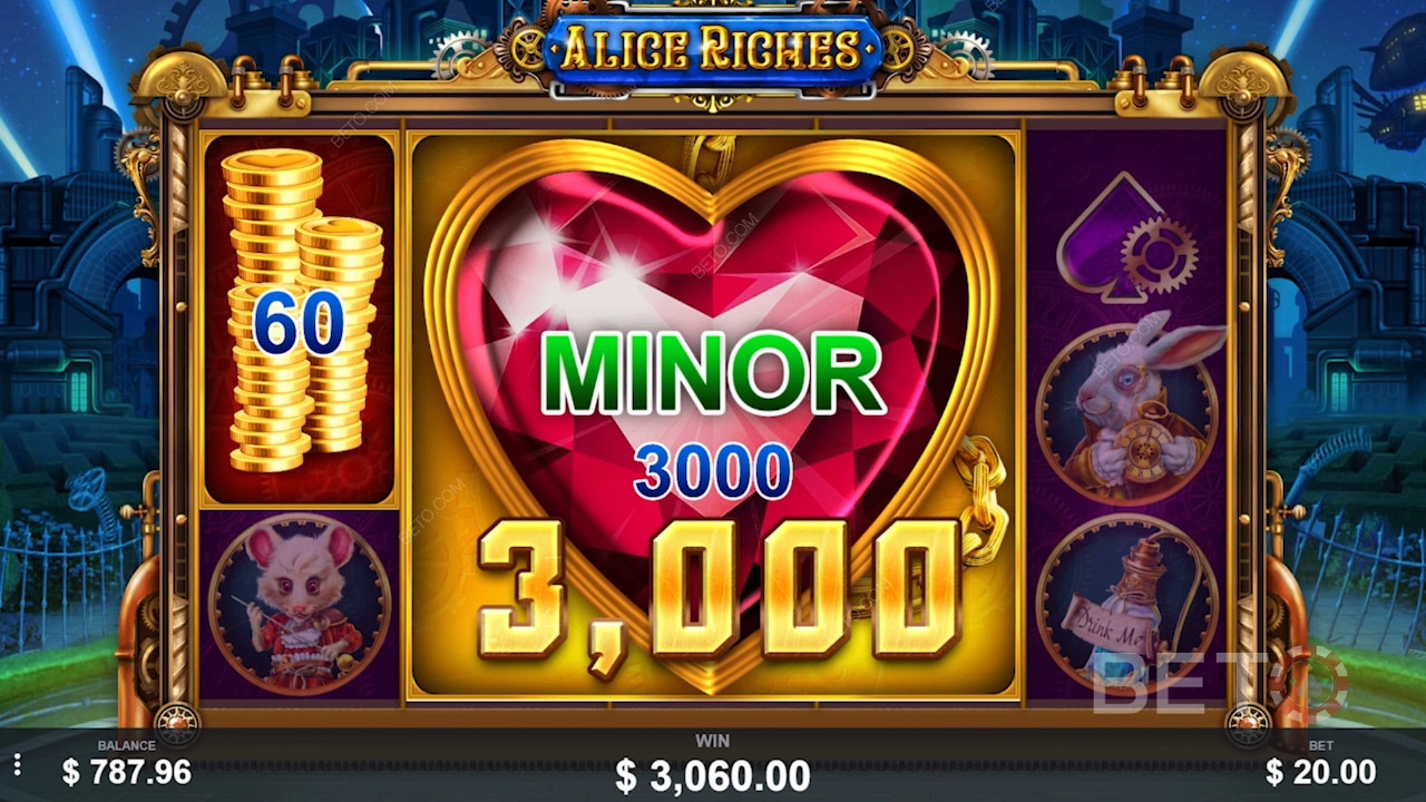 Jackpot multipliers in Alice Riches slot game