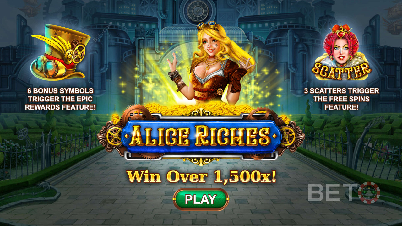 Alice Riches slot game with 96.23% RTP rate indicator