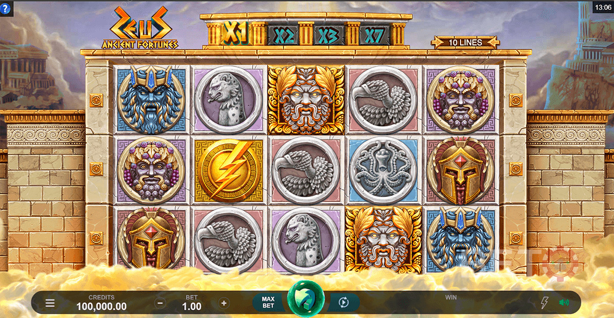 Unique ancient themed symbols in Ancient Fortunes: Zeus slot