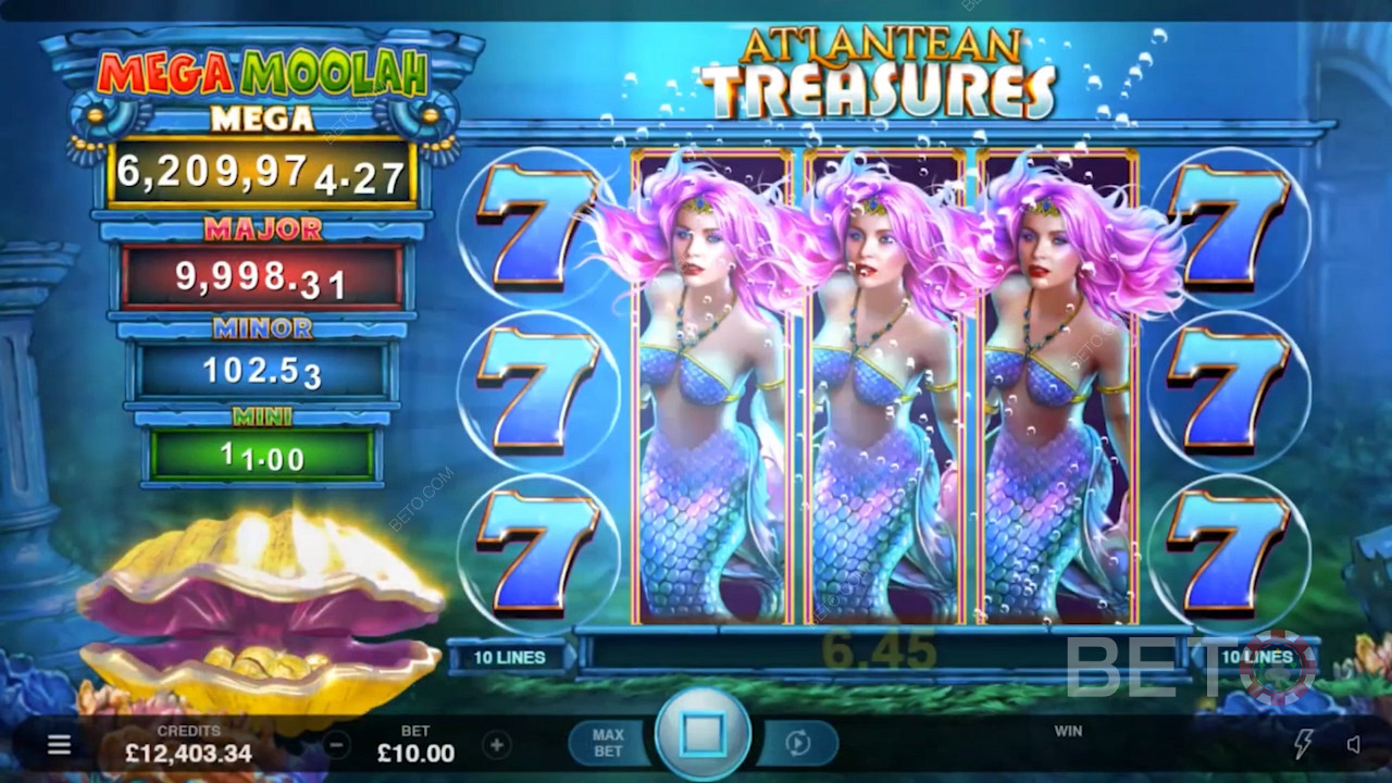 Mermaid Wild symbols can expand and cover all 3 middle reels