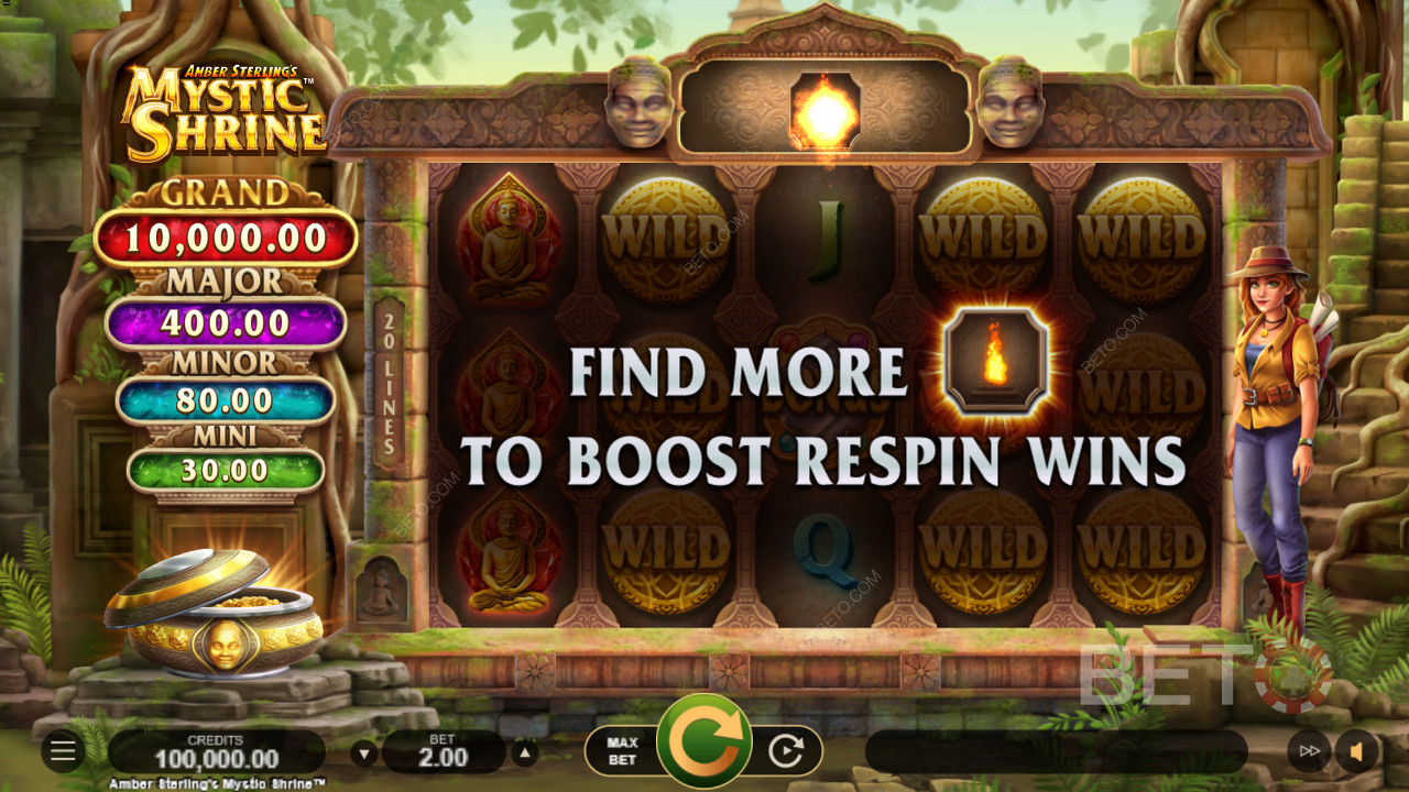 Add marked positions and win big in Amber Sterling's Mystic Shrine slot