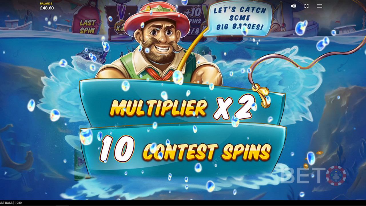 Fill the progress bar to extend Free Spins and increase the float multiplier in Bass Boss slot