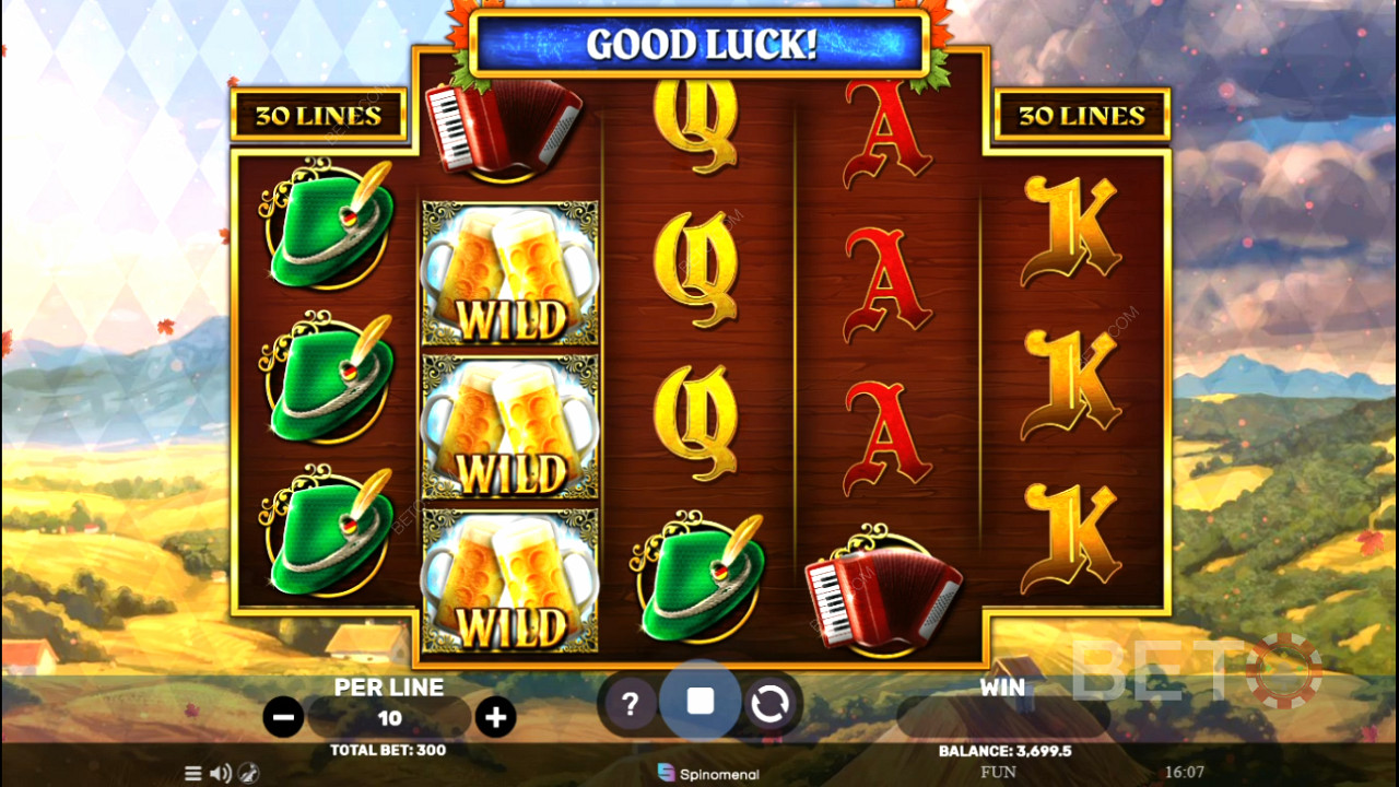 Land 3 or more matching symbols to form winning combinations in Beer O'clock slot game