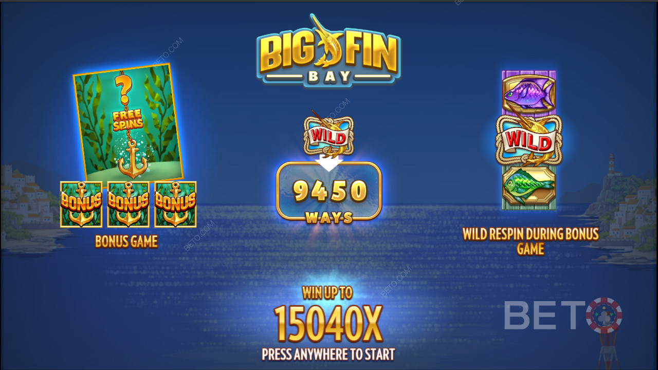 Launch screen of Big Fin Bay video slot