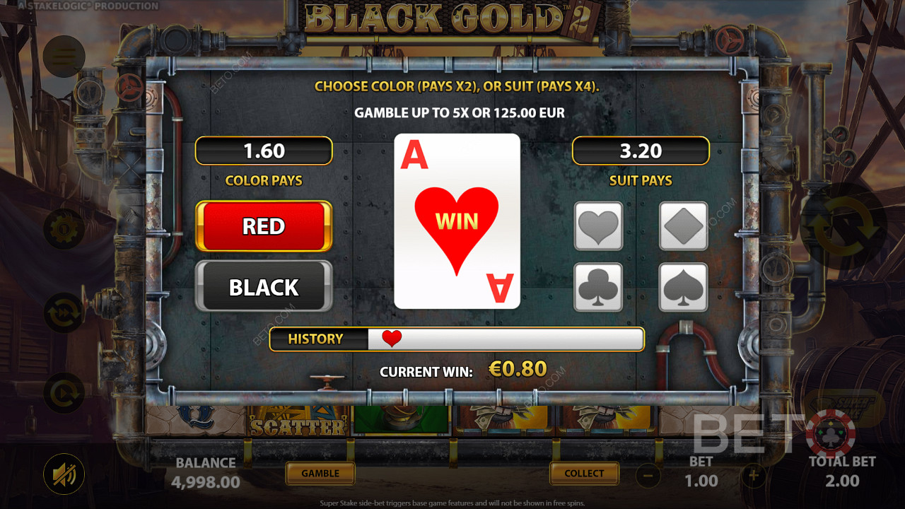 DOUBLE OR NOTHING! Guess the right color or suit and get double your winnings