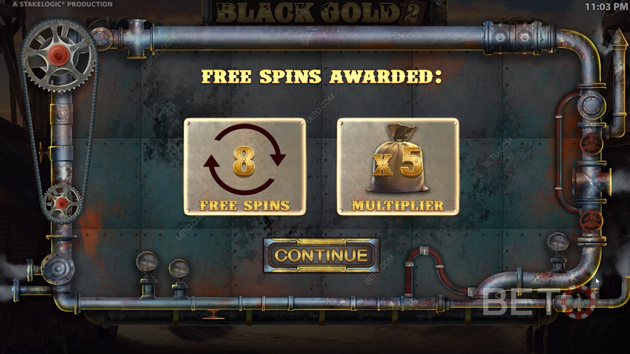 Option two; rewards you with 8 free spins and an x5 multiplier during the free spins round