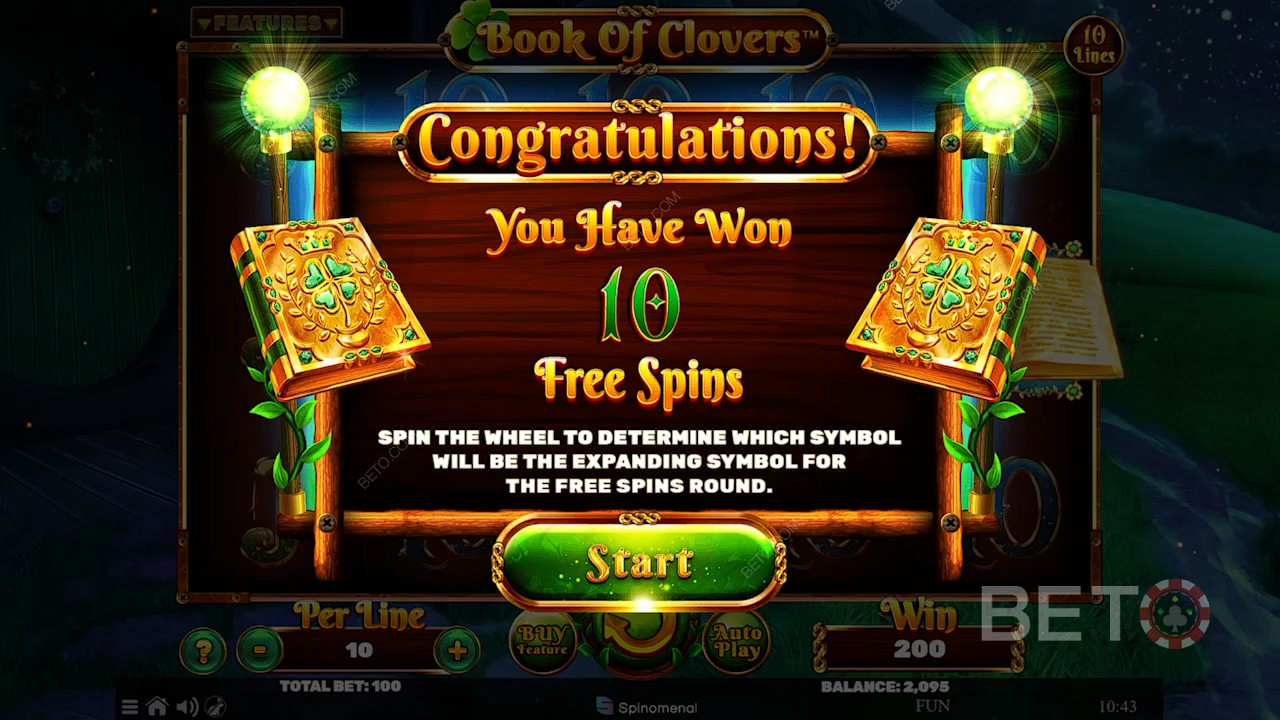 Unlock the free spins mode to receive ten free spins and more exclusive bonuses