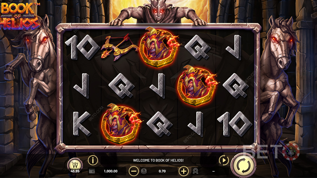 Helios symbol is the highest paying symbol in Book of Helios slot game