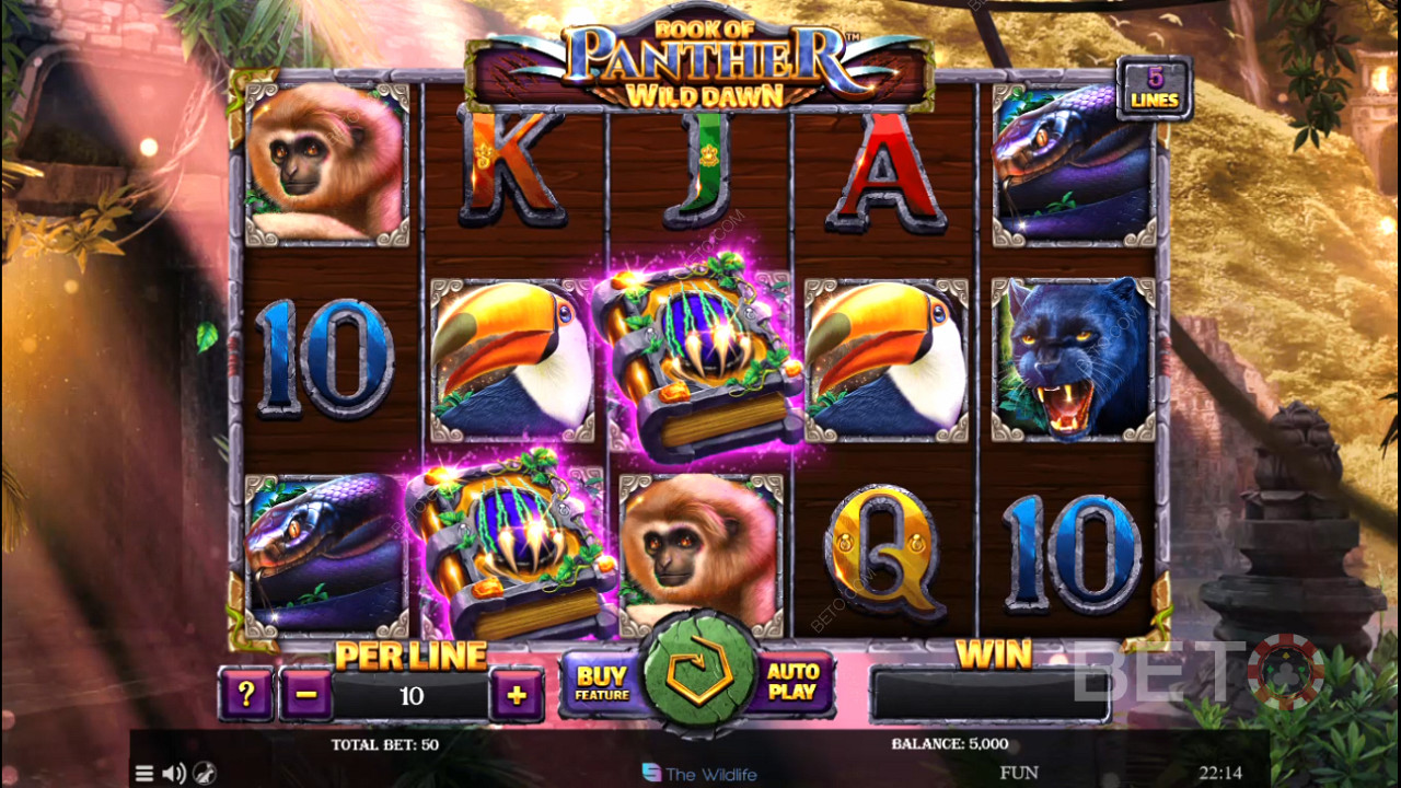 Wild jungle theme in Book of Panther Wild Dawn slot