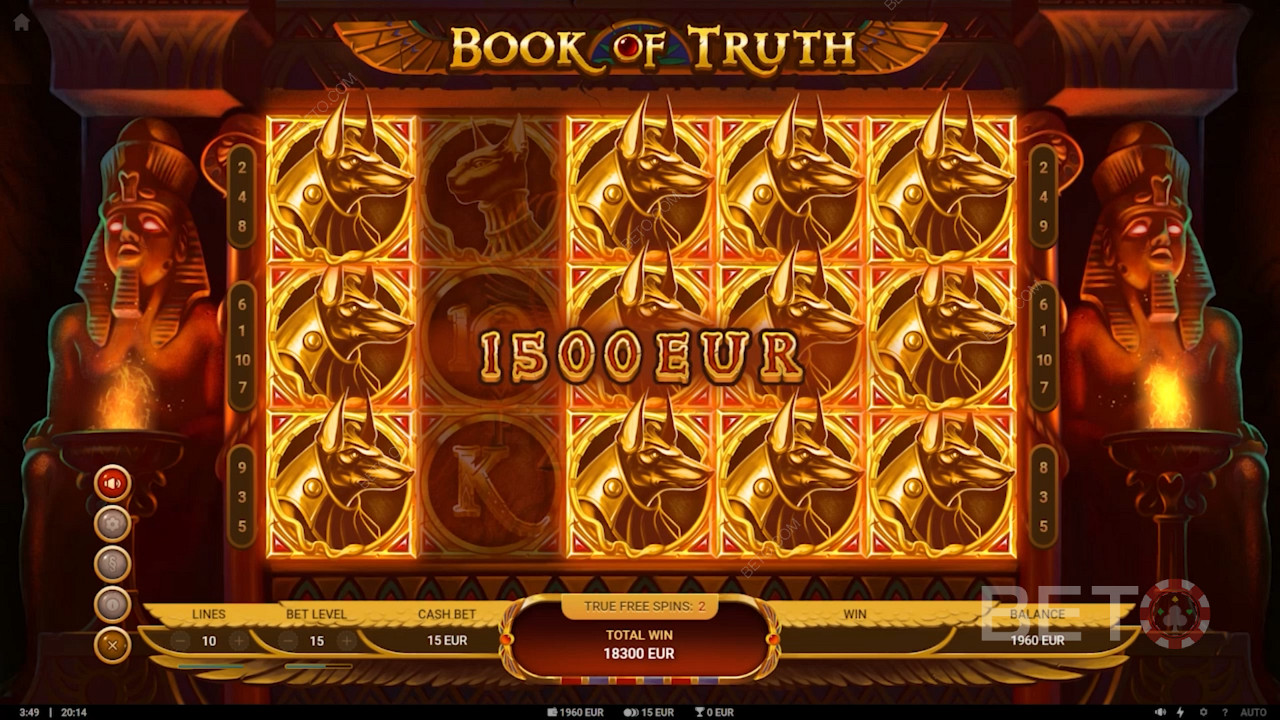 Big win payout in Book of Truth slot