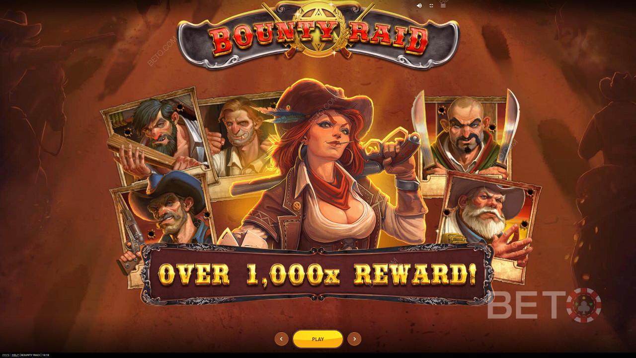 Golden winning potential display in Bounty Raid slot