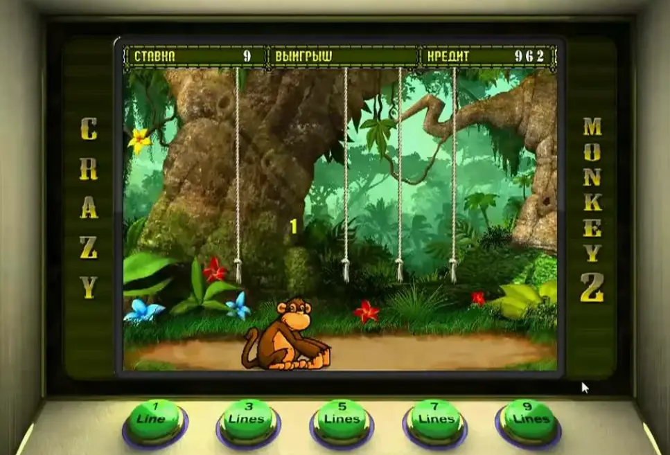 Bonus game screen showing monkey pulling ropes in Crazy Monkey 2 slot