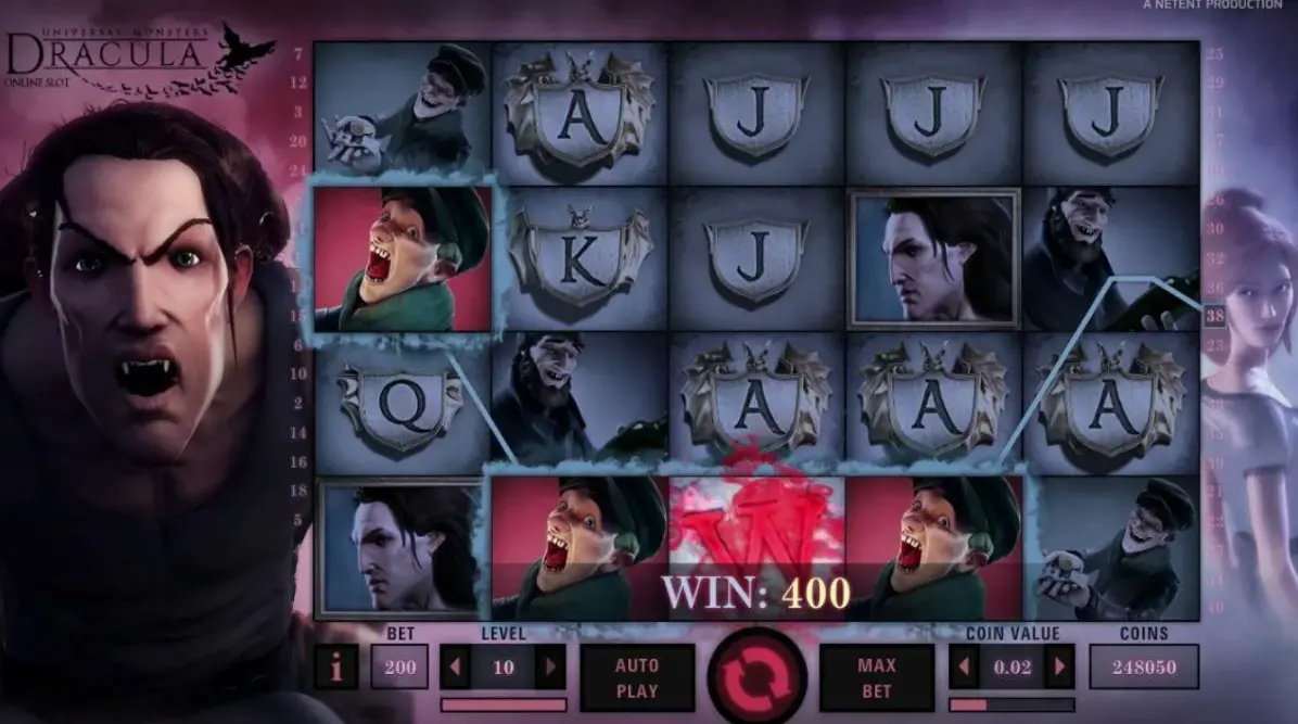 Dracula slot winning strategy showing gameplay screen with bat feature