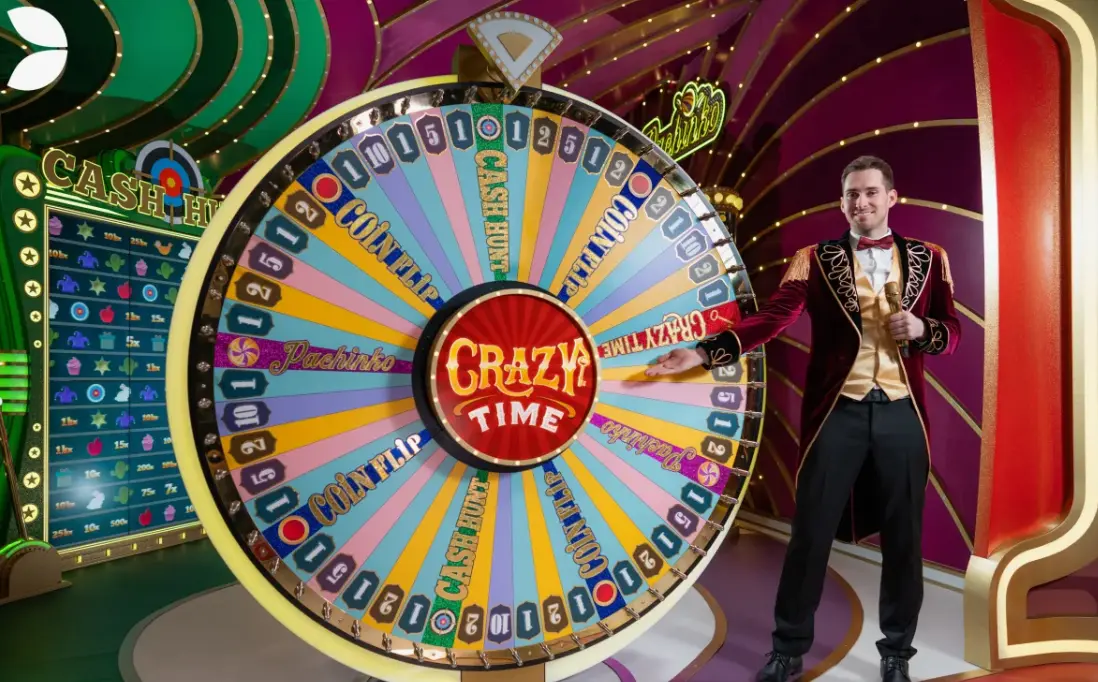 Crazy Time rules showing the wheel of fortune with 54 segments