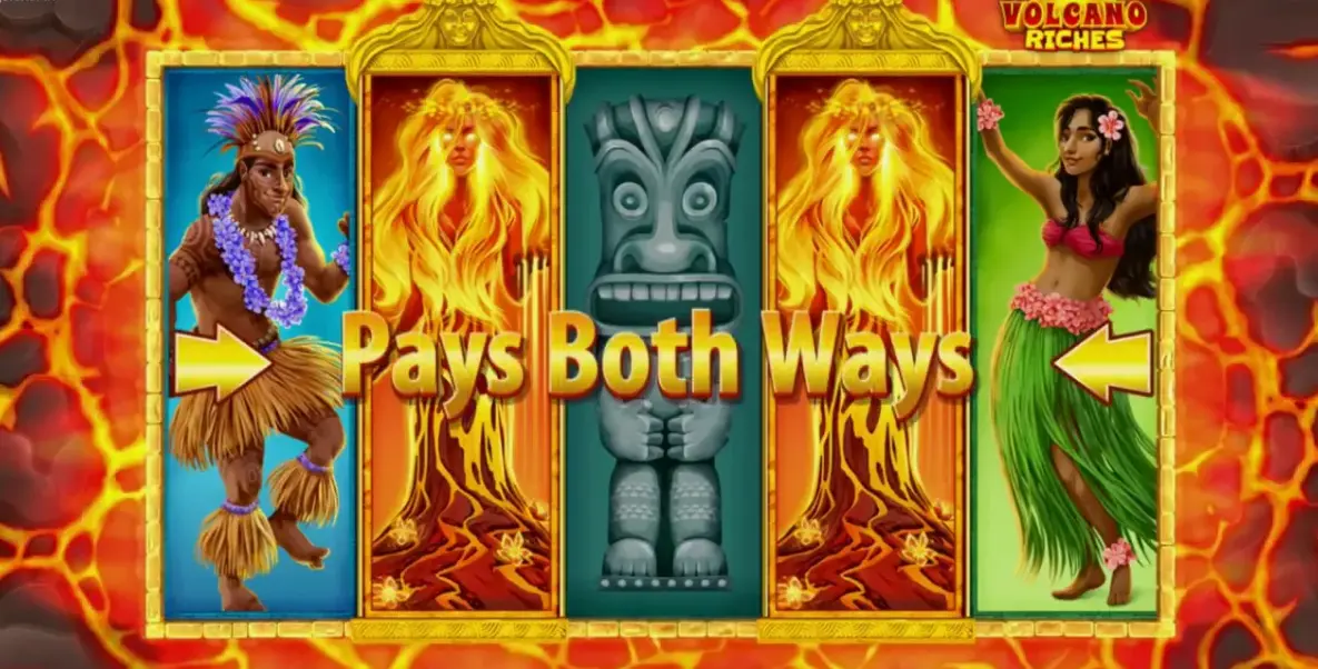Volcano Riches special features showing wild symbols and free spins