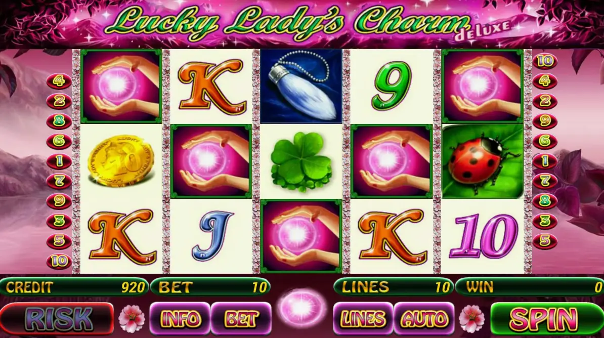 Lucky Lady Charm Demo Mode display with full game interface