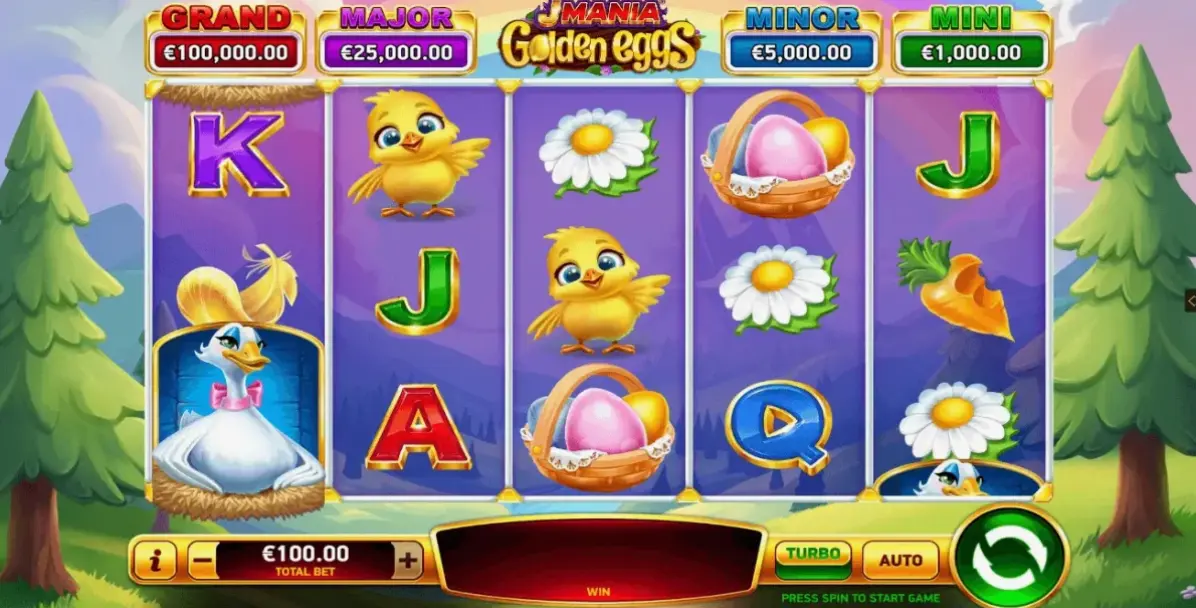 Bonus round showing special symbols and prize possibilities in J Mania Golden Eggs