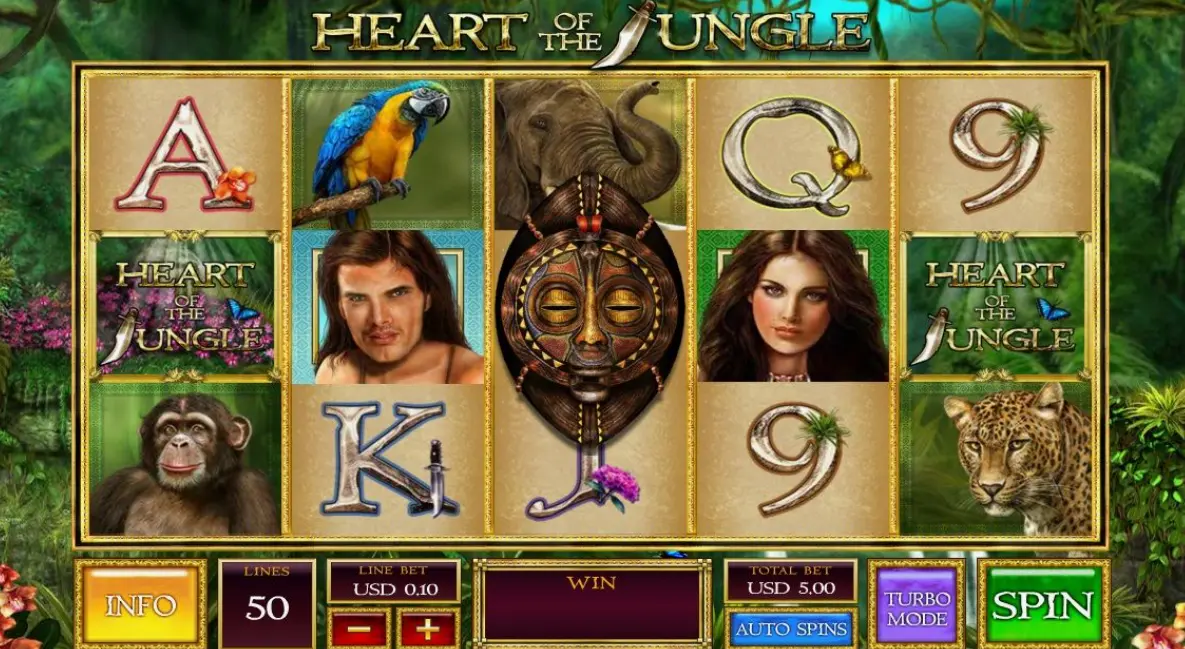 Heart of the Jungle game features showing stacked symbols and wild multipliers