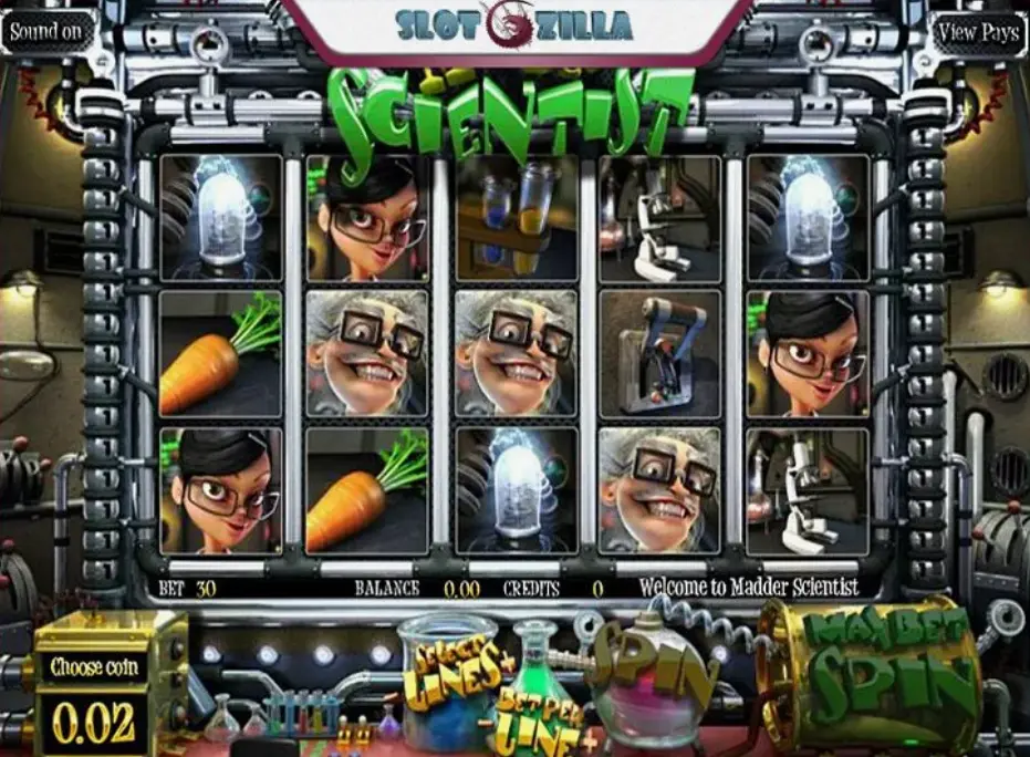 Game interface showing the rules of Madder Scientist slot