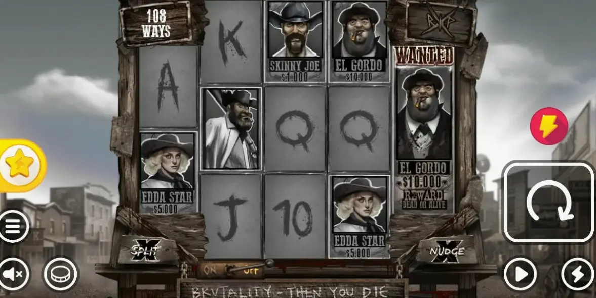 Tombstone R.I.P. slot game interface showing main controls and play area
