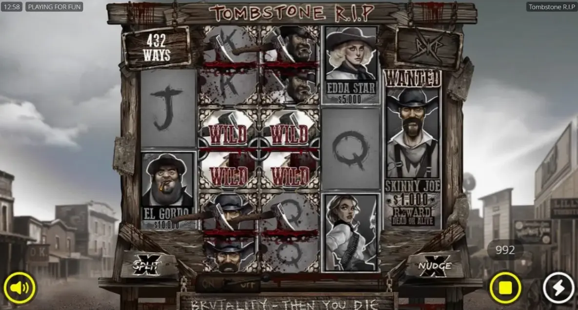 Tombstone R.I.P. demo mode showing free play options and features