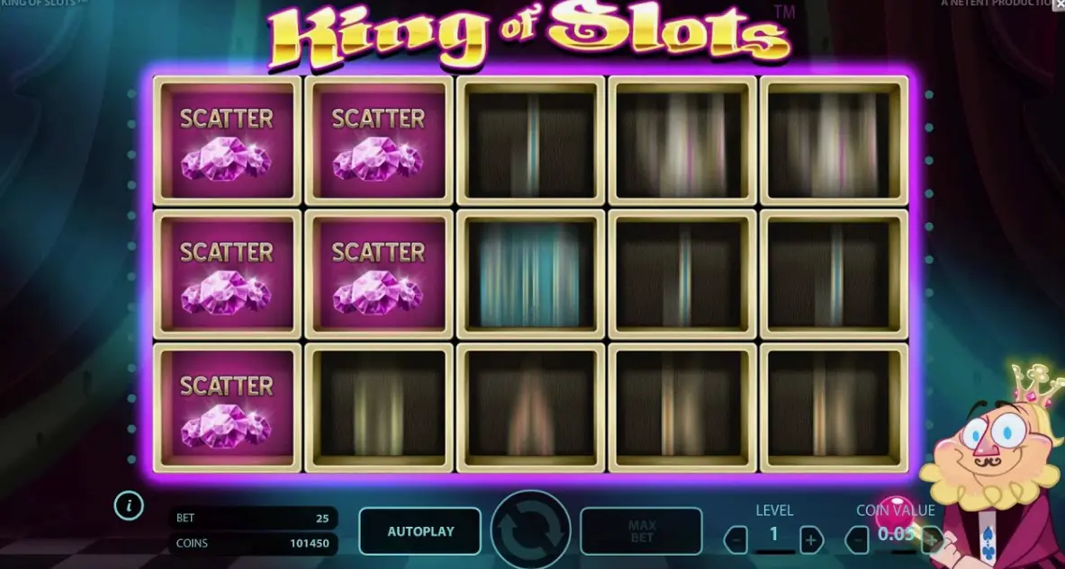 King of Slots special features showing sticky wilds and multipliers