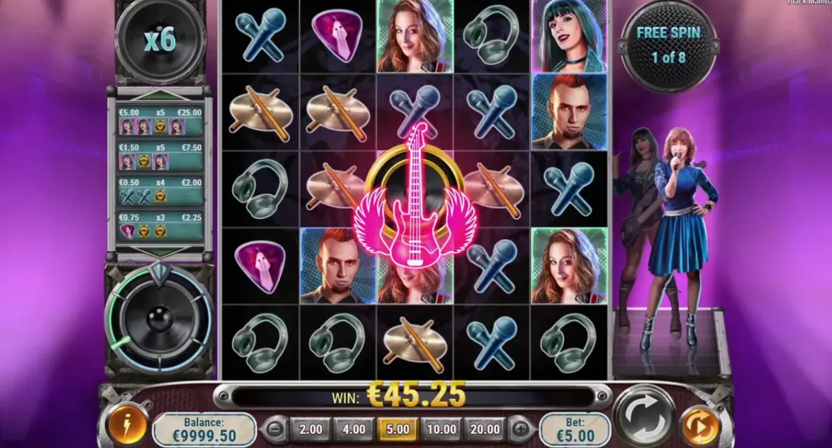Black Mamba slot gameplay interface showing reels and control panel