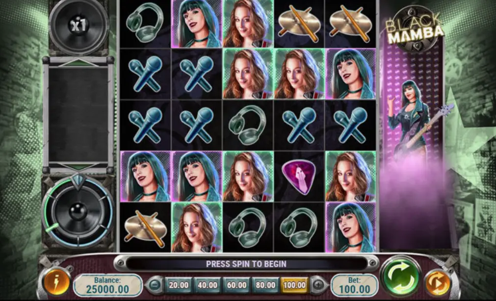 Black Mamba slot demo mode showing free play option