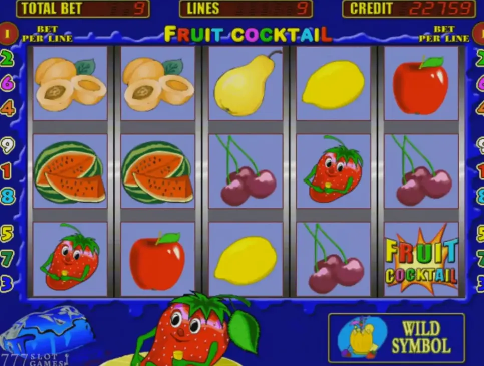 Fruit Cocktail slot free demo mode showing gameplay interface