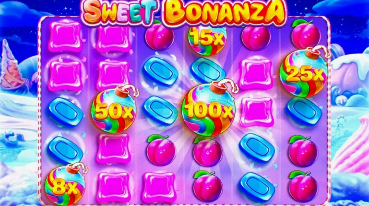 Colorful candy symbols in Sweet Bonanza slot game