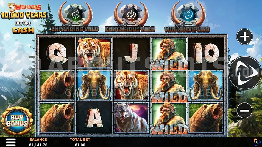 10,000 Years Before Cash slot main game display with natural landscape background