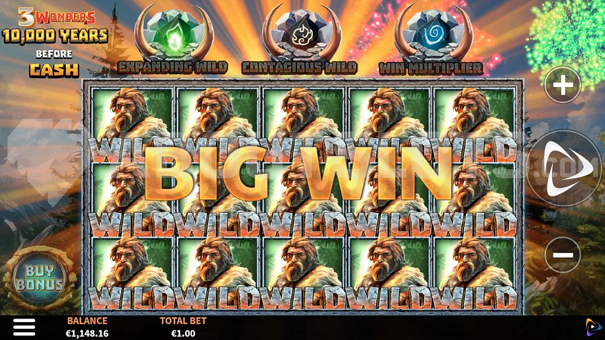 10,000 Years Before Cash slot big win celebration screen
