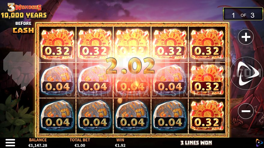 10,000 Years Before Cash slot Hold and Respin bonus feature in action